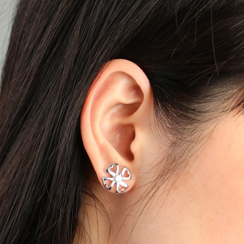 

Hot Sales Fashion 925 Sterling Silver Flower Stud Earrings Authentic Original Silver Charm Jewelry Woman Earrings Holiday Gifts