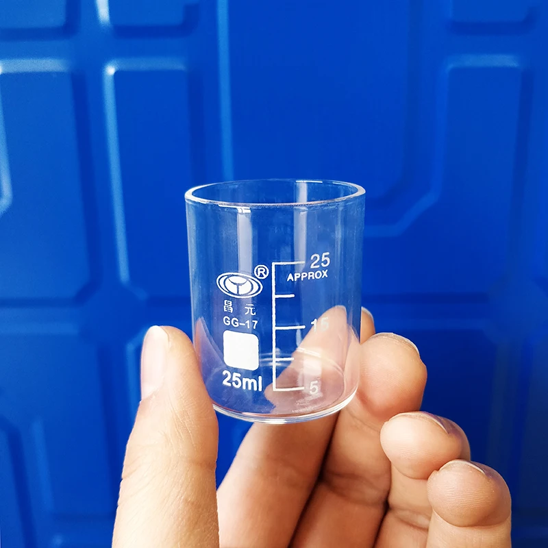 5pcs CHANGYUAN Beaker in low form without spout, Capacity 25mL, Outer diameter=34mm, Height=45mm, Laboratory beaker