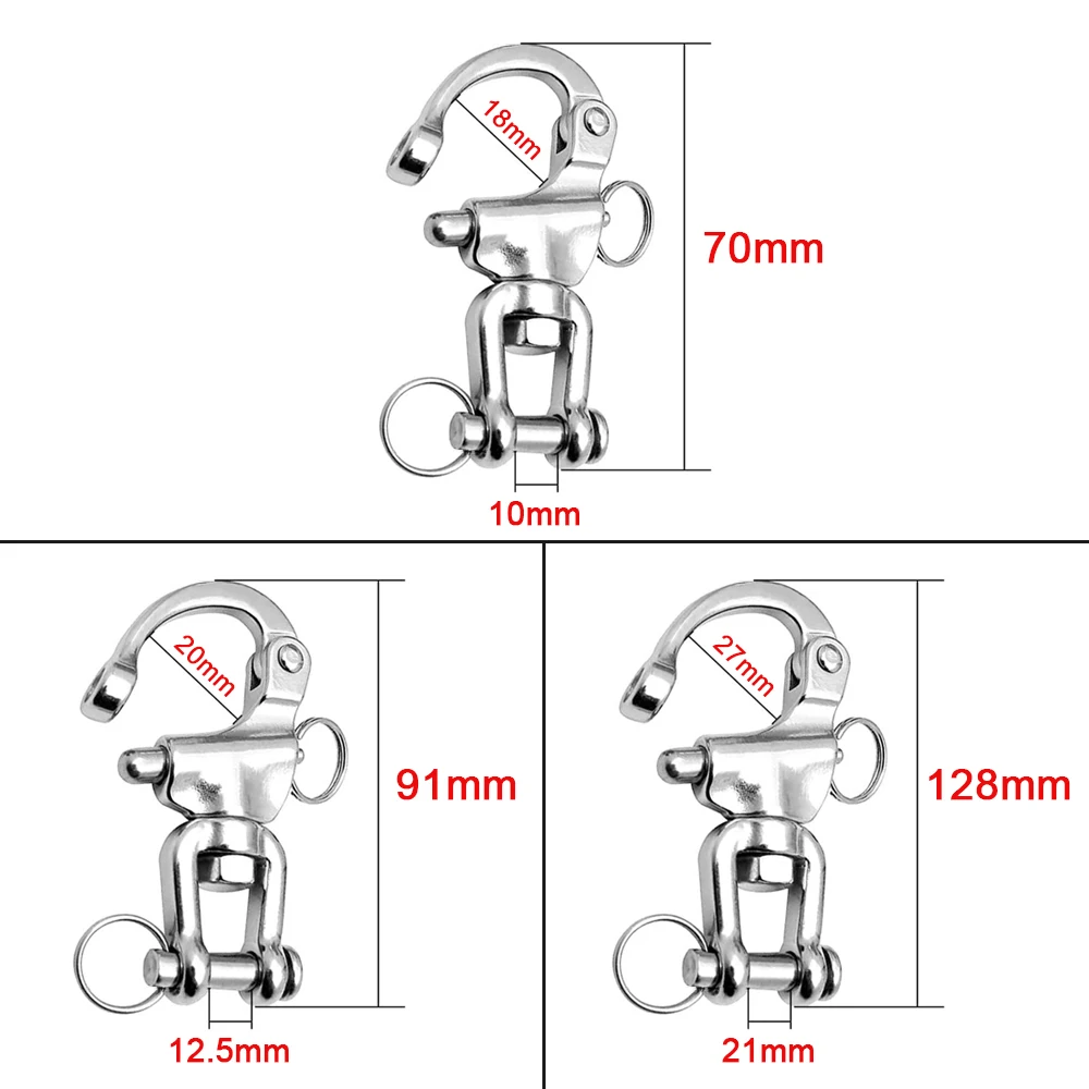 2/4Pcs Swivel Snap Shackle 316 Stainless Steel Quick Release Diving Clips Swivel Snap Hook for Sailboat Spinnaker Halyard Yacht