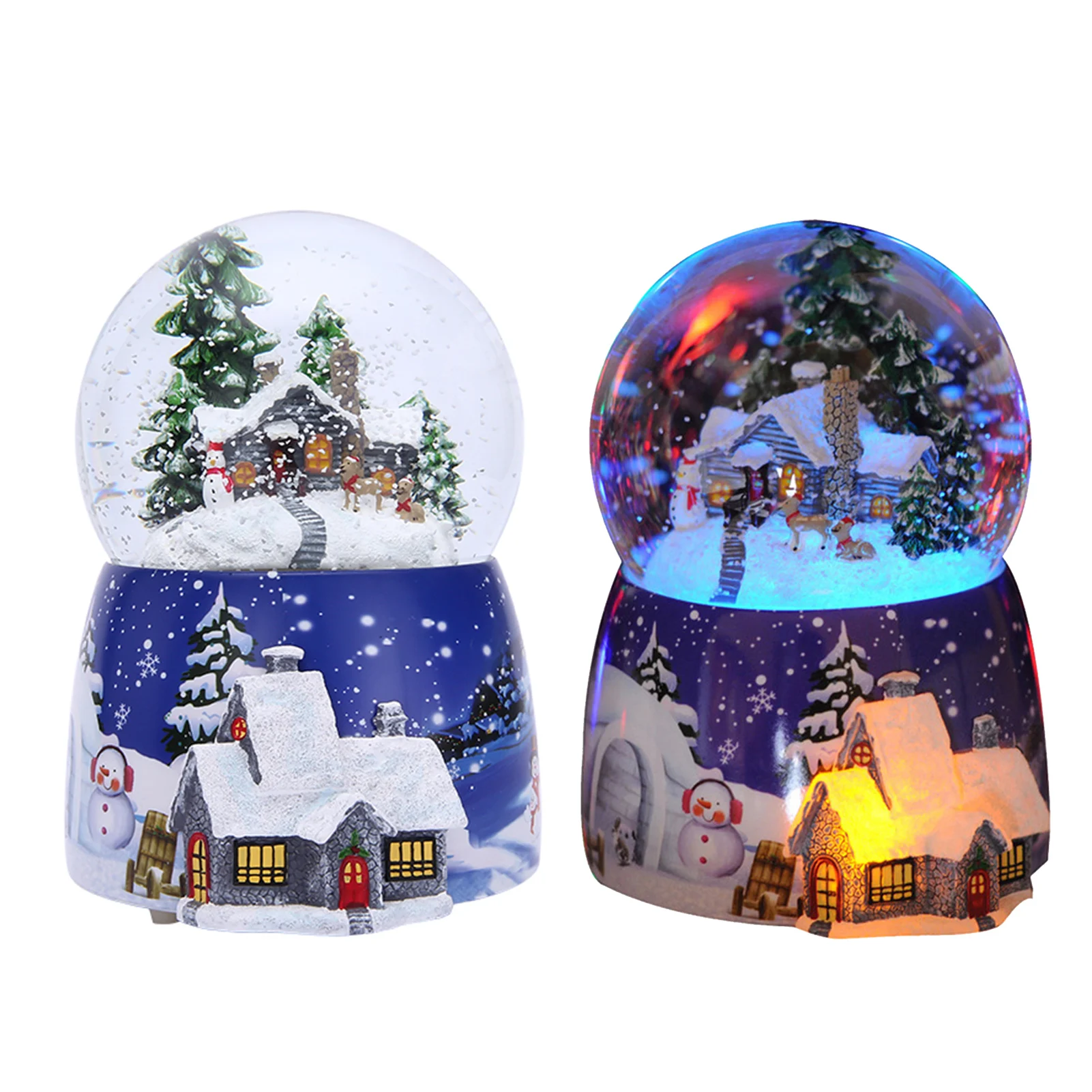 1 Pcs Resin Music Box Crystal Ball Snow Globe Glass Lights Christmas Gift With Speaker Spinning Santa Claus Crafts Desktop Decor
