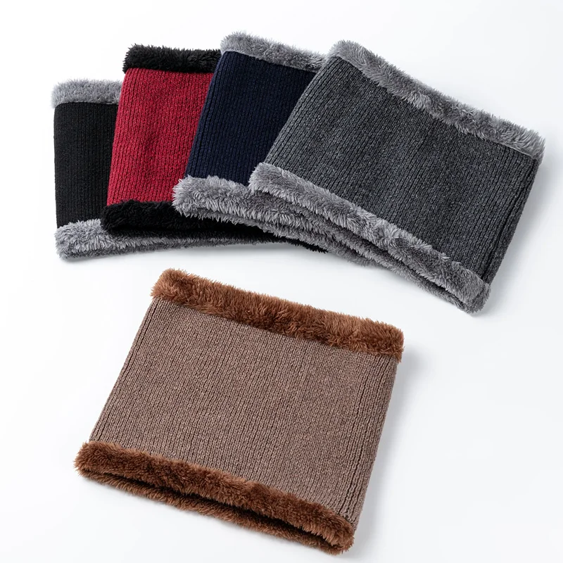 2022 New Neck Scarf Winter Women Men Solid Knitting Collar Thick Warm Velveted Rings Scarves High Quality Wool Muffler