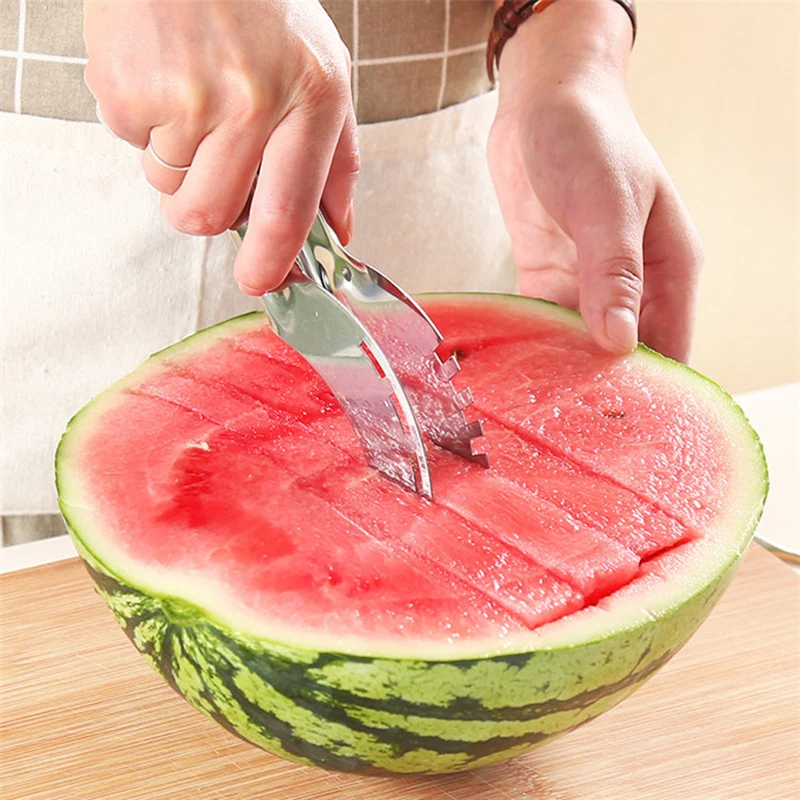 

New Stainless Steel Cut Watermelon Cantaloupe Fruit Tools Kitchen Accessories Gadgets Watermelon Spoons Cutter Knife