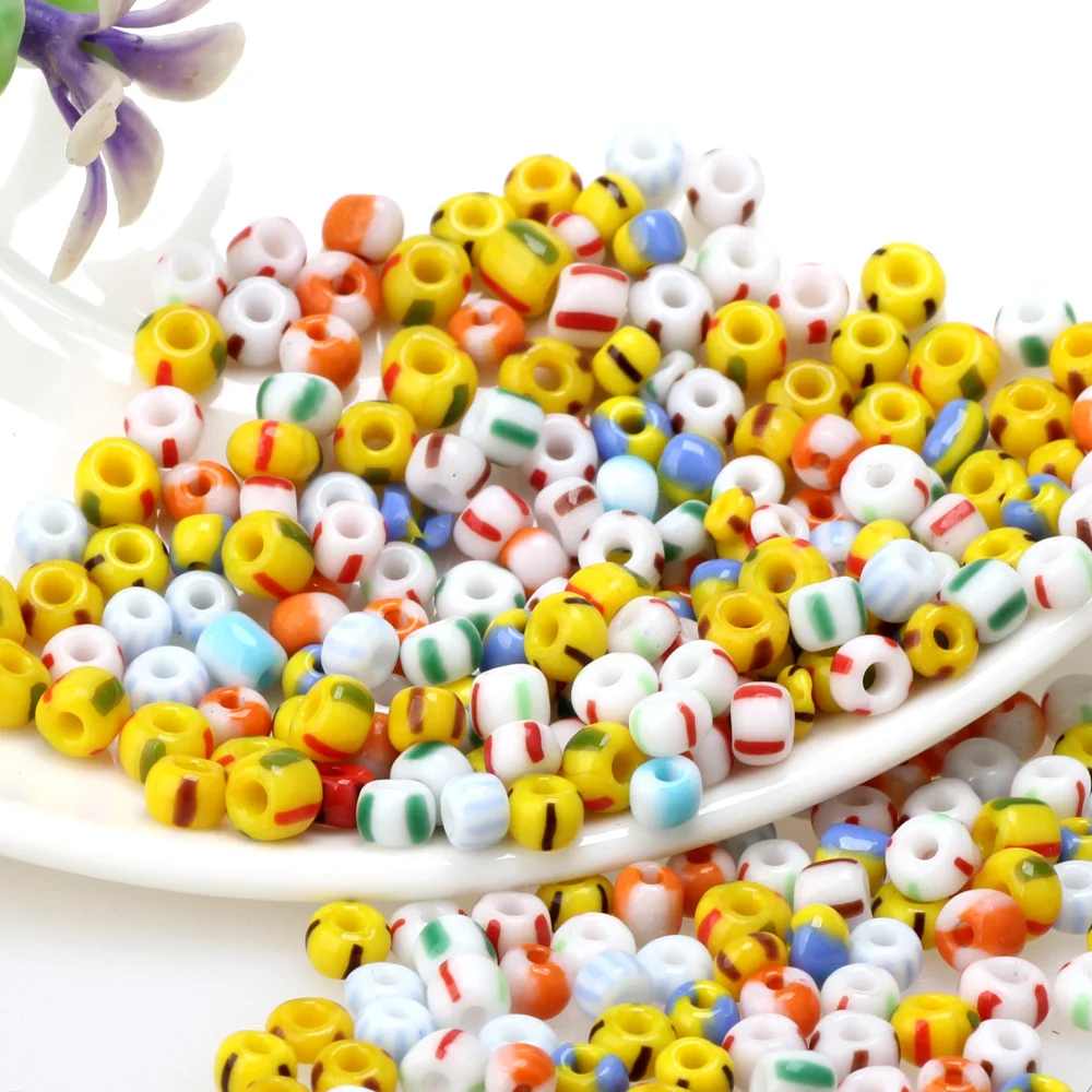 OlingArt-Porcelana Flor Cor Misturada Beads De Semente De Vidro, 4mm, Colar Spacer, Pulseira, DIY Fazer Jóias, 230Pcs, 20g, Novo