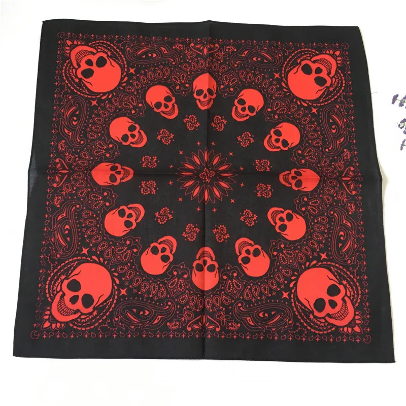 More Colorfull Printed Skull Paisley Geometric Cotton Bandanas Women Headband Square Scarf Neckerchief Headwear Hairband