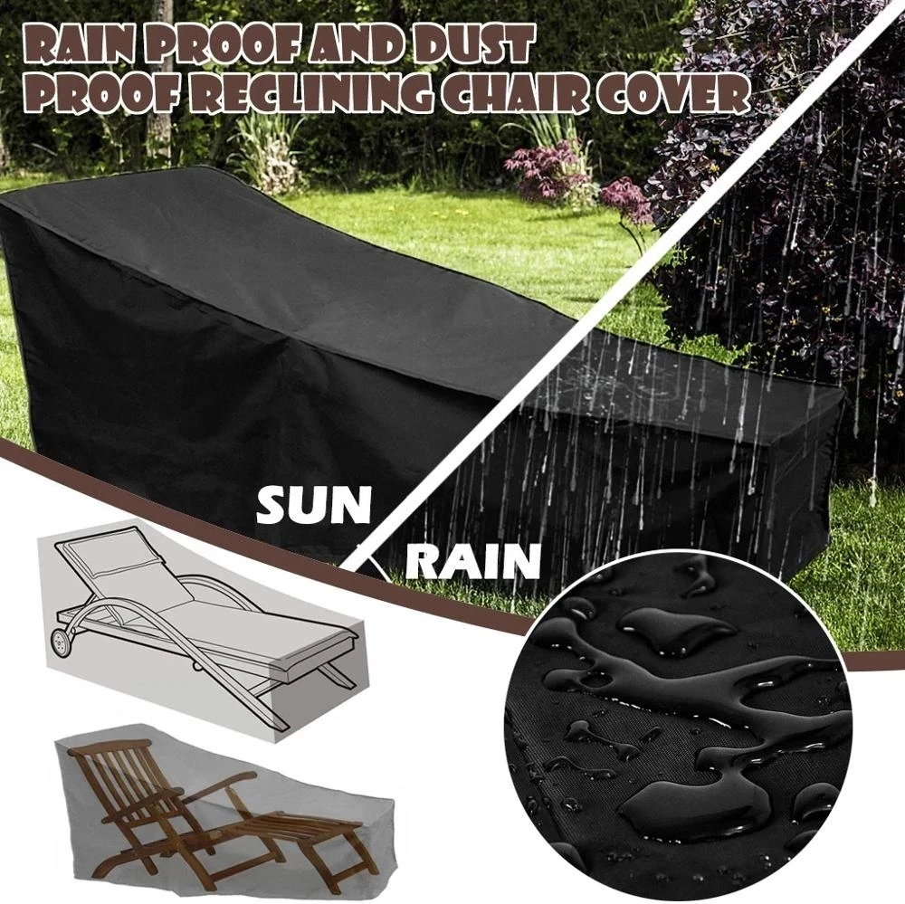 Funda impermeable para muebles de jardín, cubierta de protección contra la lluvia, a prueba de polvo, poliéster tejido, color negro, 6 tamaños