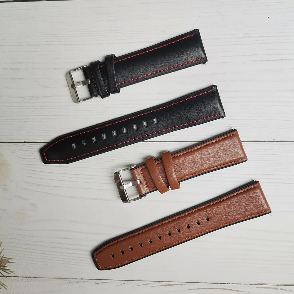 Watch Band 22mm Genuine Leather Strap For Huami Amazfit GTR 47mm Stratos 2 2S 3 Watch Strap Replacements GTR2 Watch Mens Strap