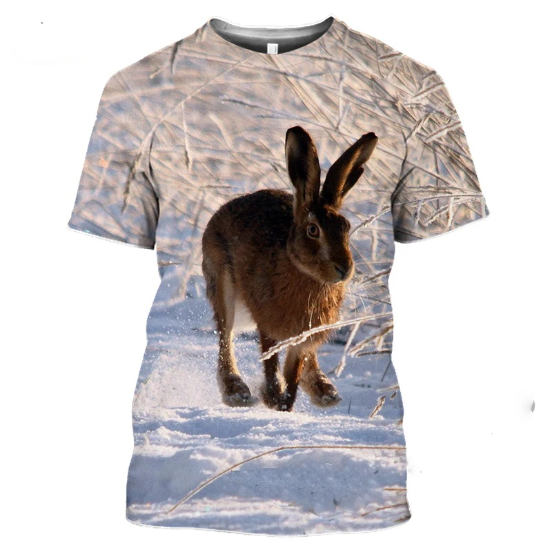 Hot Sales Hunting Crazy Rabbi Tshirt Oversized T Shirt For Mens Gym T-Shirts For Mens 3D Print Animal Lovely Rabbit Short Sleeve