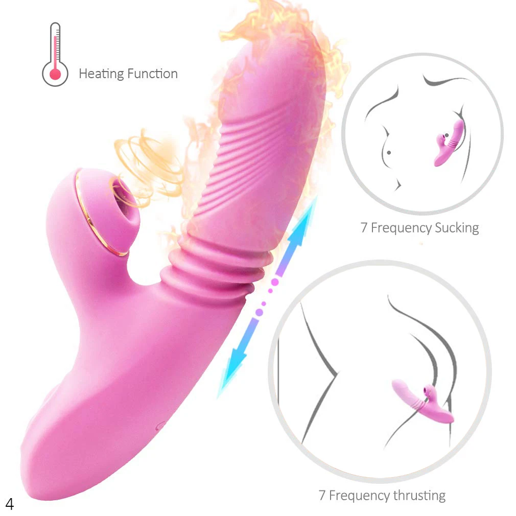 G Spot Rabbit Vibrator With Heating Thrusting Sucking Clitoral Dildo Vibrators Stimulator Dual Motor Waterproof Adult Sex Toys