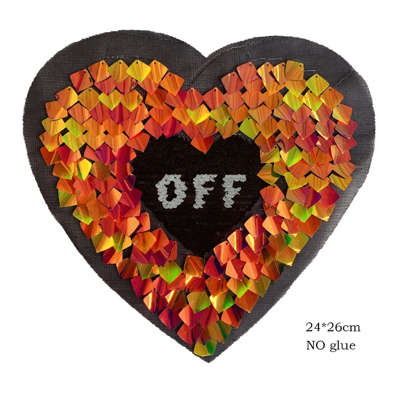 Heart-Shaped Sequins Patches, Embroidered Clothing Accessories, Reversible Sequin Letters, Wholesale