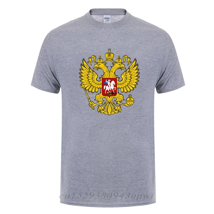 Russia Is Our Power Coat Of Arms Of Russian National Emblem Couple Gold Eagle T Shirt For Male Men Short Sleeve Cotton T-Shirt