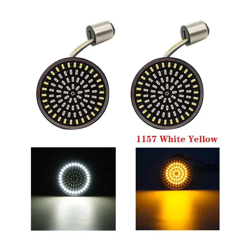 1Pair Motorcycle Led Turn Signals Kit For Harley Road Glide Touring Sportster With 1156 1157 Base White/Amber Led Turn Signal