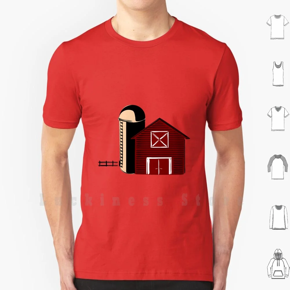 Barn With Silo T Shirt Print For Men Cotton New Cool Tee Barn Black Farm Farming Grain Outline Silo Storage Storehouse