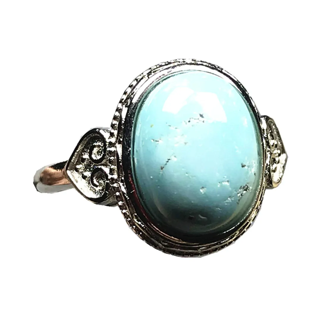 

Genuine Natural Turquoises Ring Jewelry Women Lady Love Gift Silver 14x12mm Oval Beads Gemstone Adjustable Ring Jewelry AAAAA