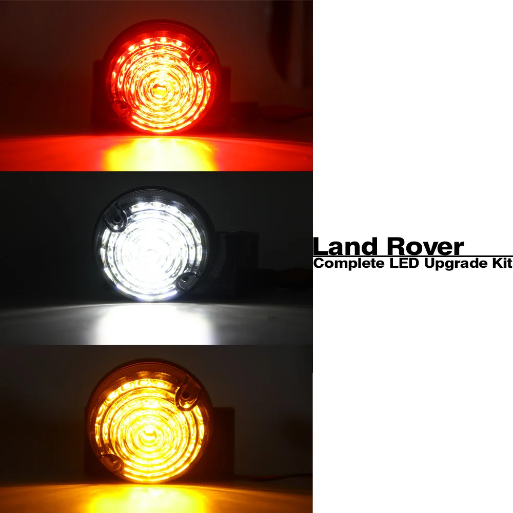 ​8PC Defender Led Light Update Kits Amber/White Indicatior Front & Rear Stop Tail Light For Land Rover Defender 90/110 1983-1990