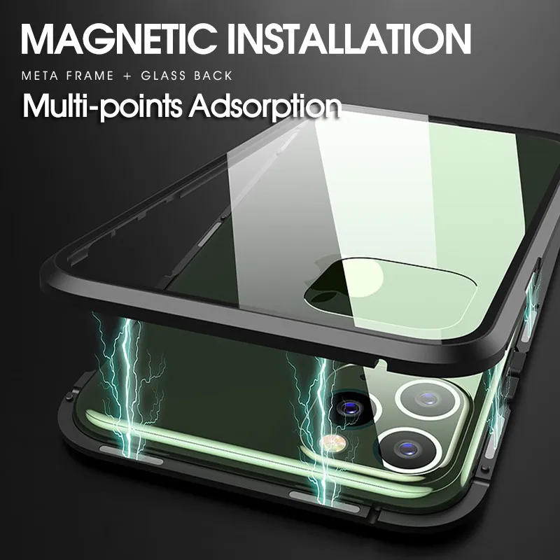 360 Full Magnetic Protection Case For iPhone 6 7 8 Plus iXS XR XSMax 11 12 13 14 15ProMax Bumper Double Scratch Resistant Glass