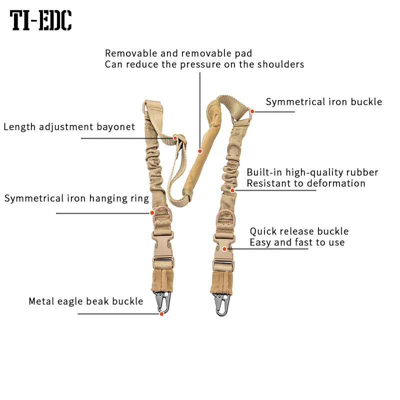 Sangle d'épaule pour fusil tactique à point unique en nylon pour airsoft,ajustable, pour pistolet militaire et paintball, accessoires de chasse, armée,