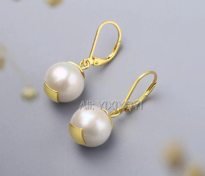 Beautiful 925 Silver Natural Freshwater Beads Dangle Lucky Earrings Girls Gift Retro Ancient Charming Ear Jewelry for Woman