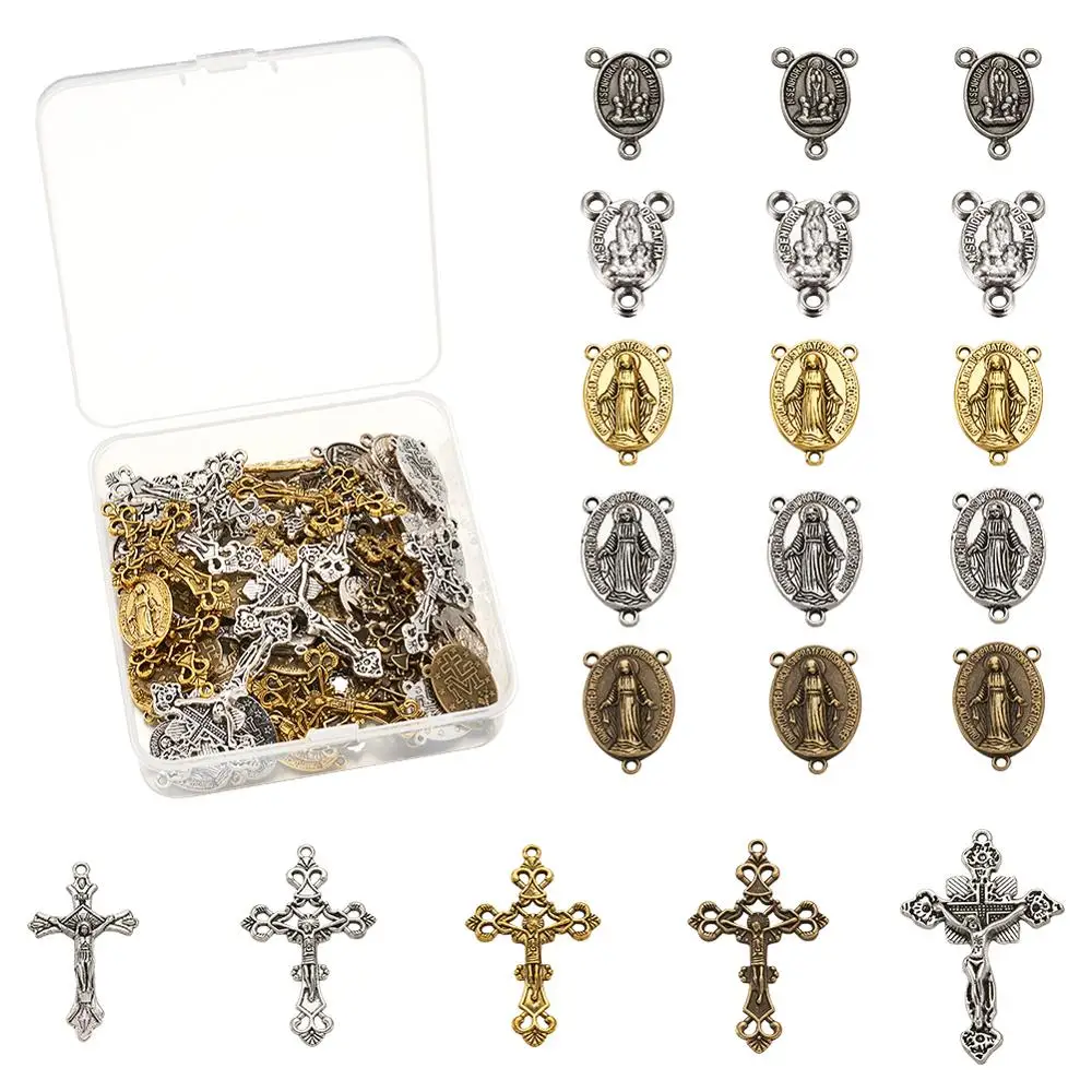 10~120pcs Tibetan Style Pendants Alloy Chandelier Components Links Rosary Center Pieces for Jewelry Making Link accessories