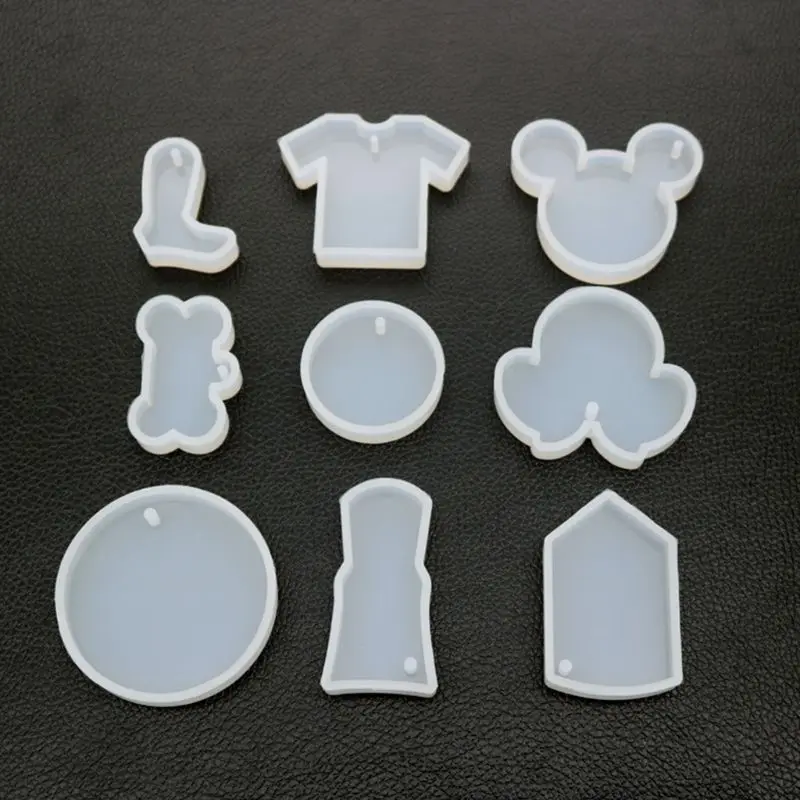 DIY Pendant Key Chain Making Mould UV Resin Decorative Crafts Transparent Silicone Mold Crystal Epoxy Molds with Hole