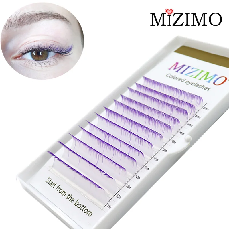 Color grafting false eyelashes green artificial mink false eyelashes 8-13mm mixed length grafting eyelash extension tool