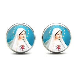 Our Lady of Guadalupe Jewelry Trendy Women Stud Earrings Virgin Mary Christian Jesus Buddhist Buddha Earrings Birthday Present