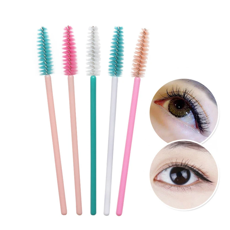 50pcs/lot Disposable Nylon Mascara Wand Applicator Green Eyelash Brush For Eyelash Extension Makeup Tools