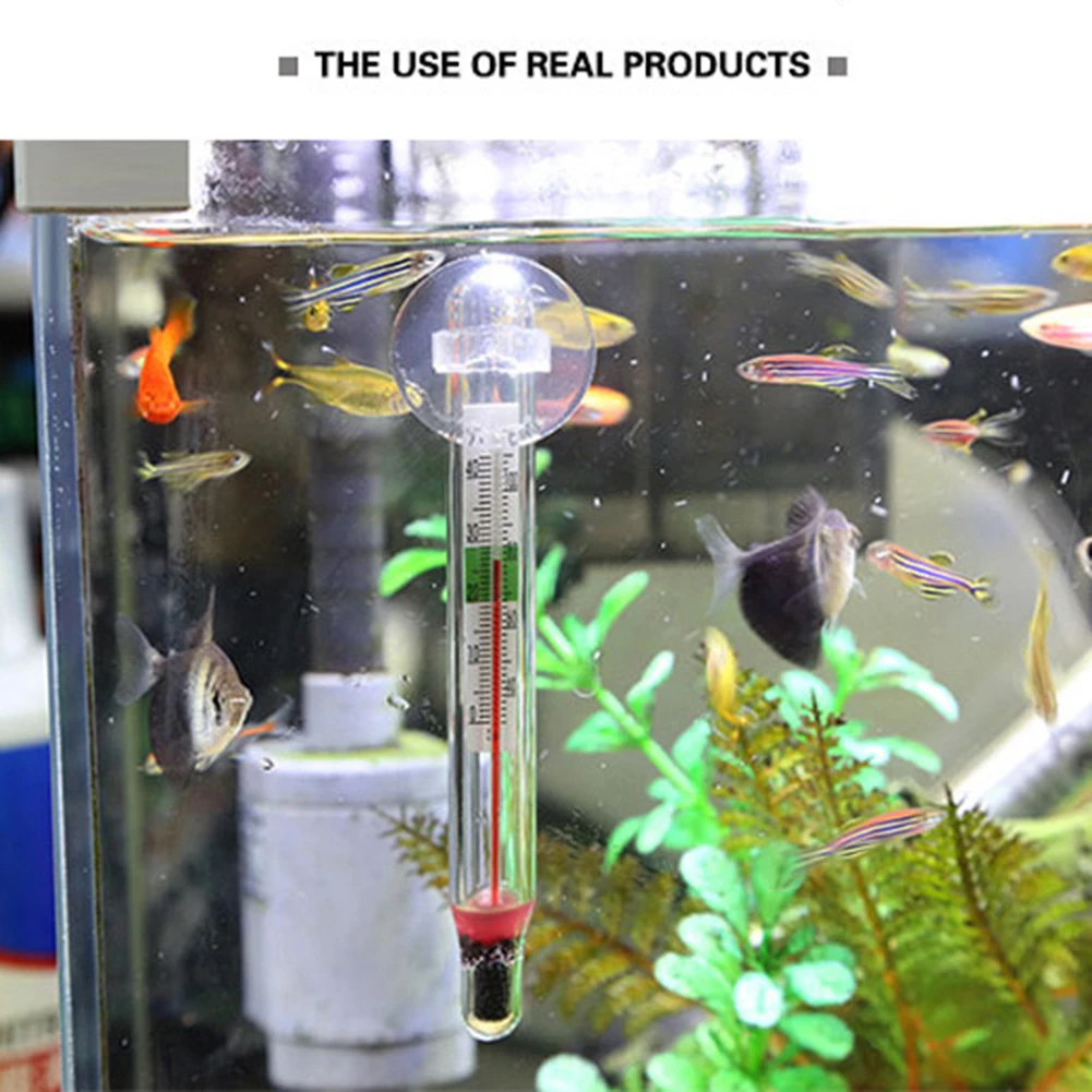 Digital Floating Aquarium Vertical Thermometer With Suction Cup Water Mini Fish Tank Glass Anti Dropping Temperature Meter