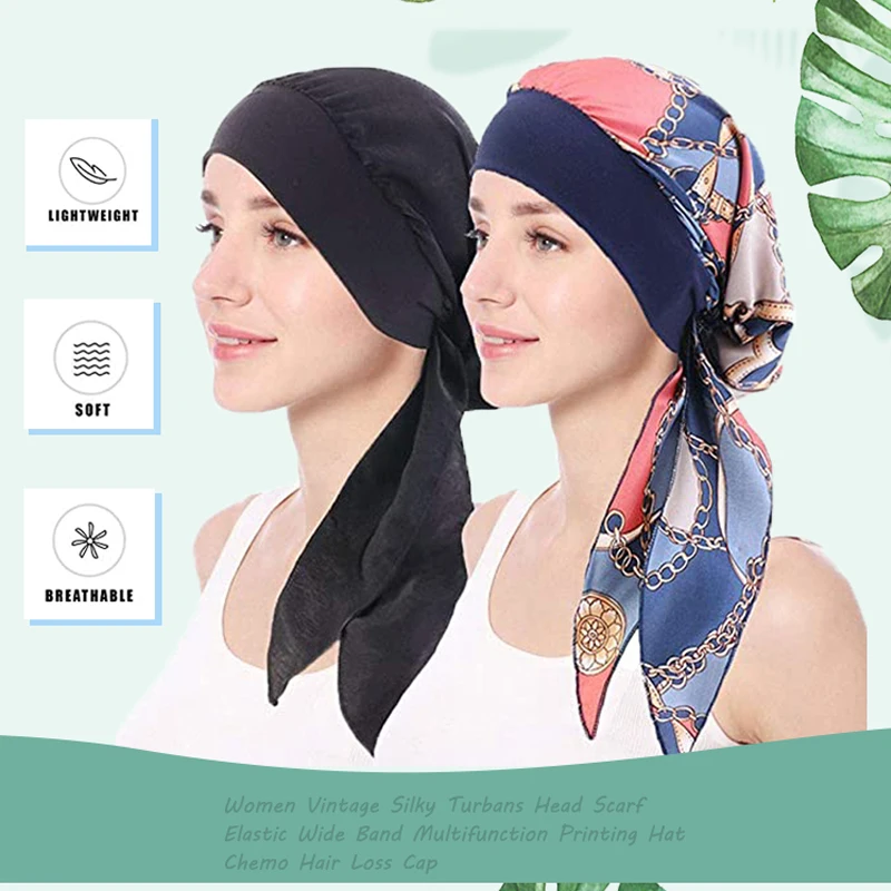 Turbante de algodón con estampado para mujer musulmana, sombrero para la cabeza, pañuelos preatados para Cáncer y quimio, gorros para envolver la