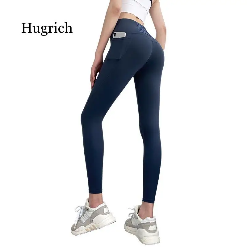 Pantalon de sport élastique pour femme, taille haute, pêche, vêtements de Fitness, séchage rapide, pour course à pied, automne et printemps