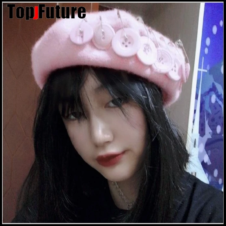 Japanese cute ten ring super pink and tender Beret GIRL LOLITA hat Harajuku hat