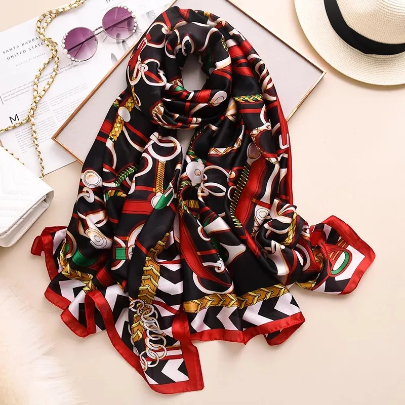 Summer New print 180*90CM Shawl Women girl Popular Silk Scarf Female Foulard Echarpe Designer Bandanna Beach Hijab Muffler Wrap