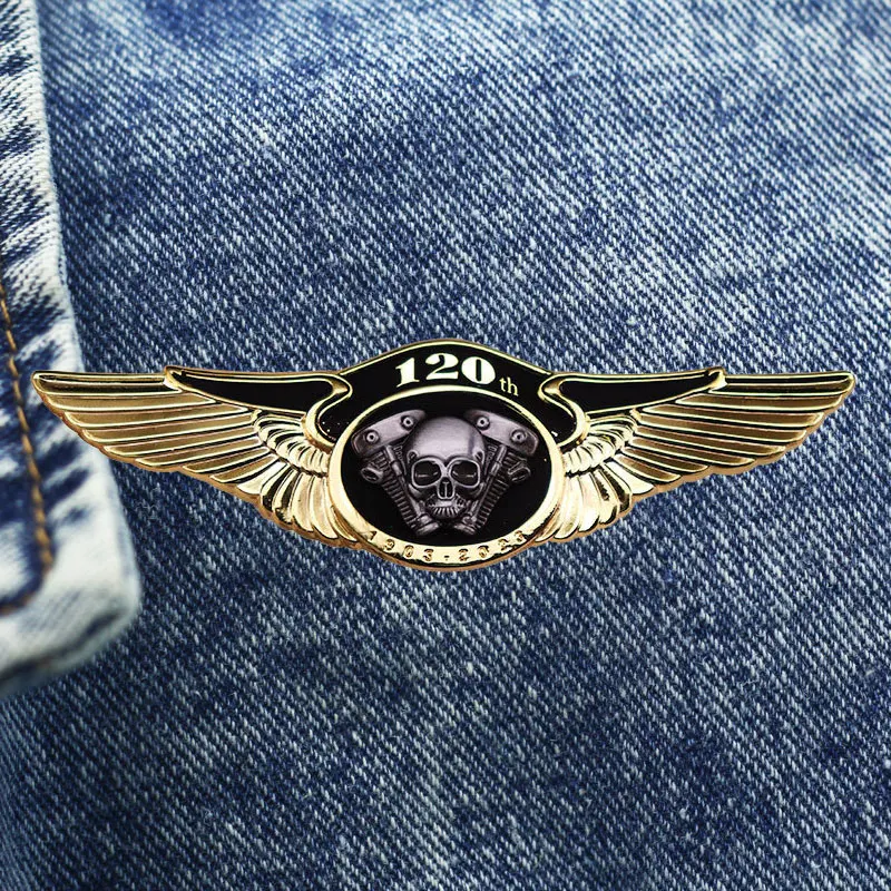 Retro 120th Anniversary Motorcycle Club Metal Brass Brooch Originality Lapel Badge Collect Given Friends And Fans Gifts