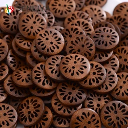30/60/90/120 Uds. Flores huecas de crisantemo madera 18mm botones redondos grandes de madera trabajo hecho a mano decorativo para accesorios de ropa