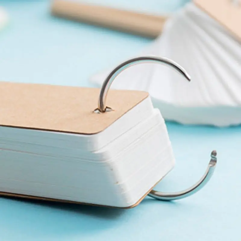 Simple DIY Index Cardboard Cover Blank Paper Card Memo Pad Bookmark Binder Rings Vocabulary Note Book