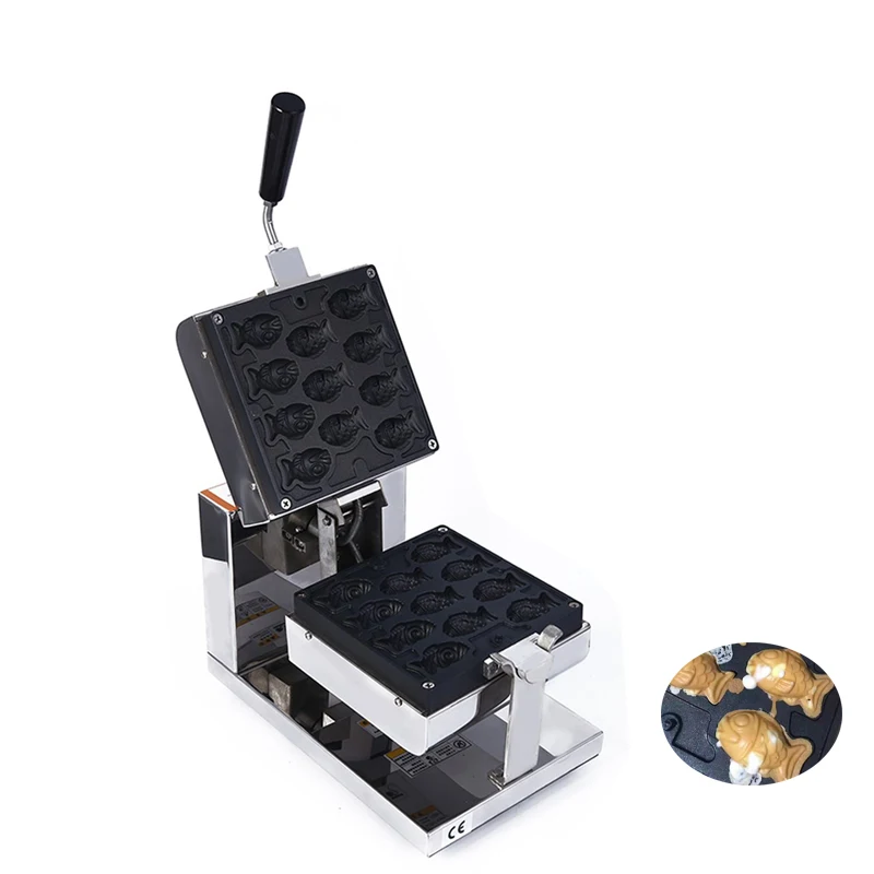 Commercial 11 pcs Fish Small Fish Waffle Machine Taiyaki Maker Electric  Mini Fish Shaped Waffle Baker