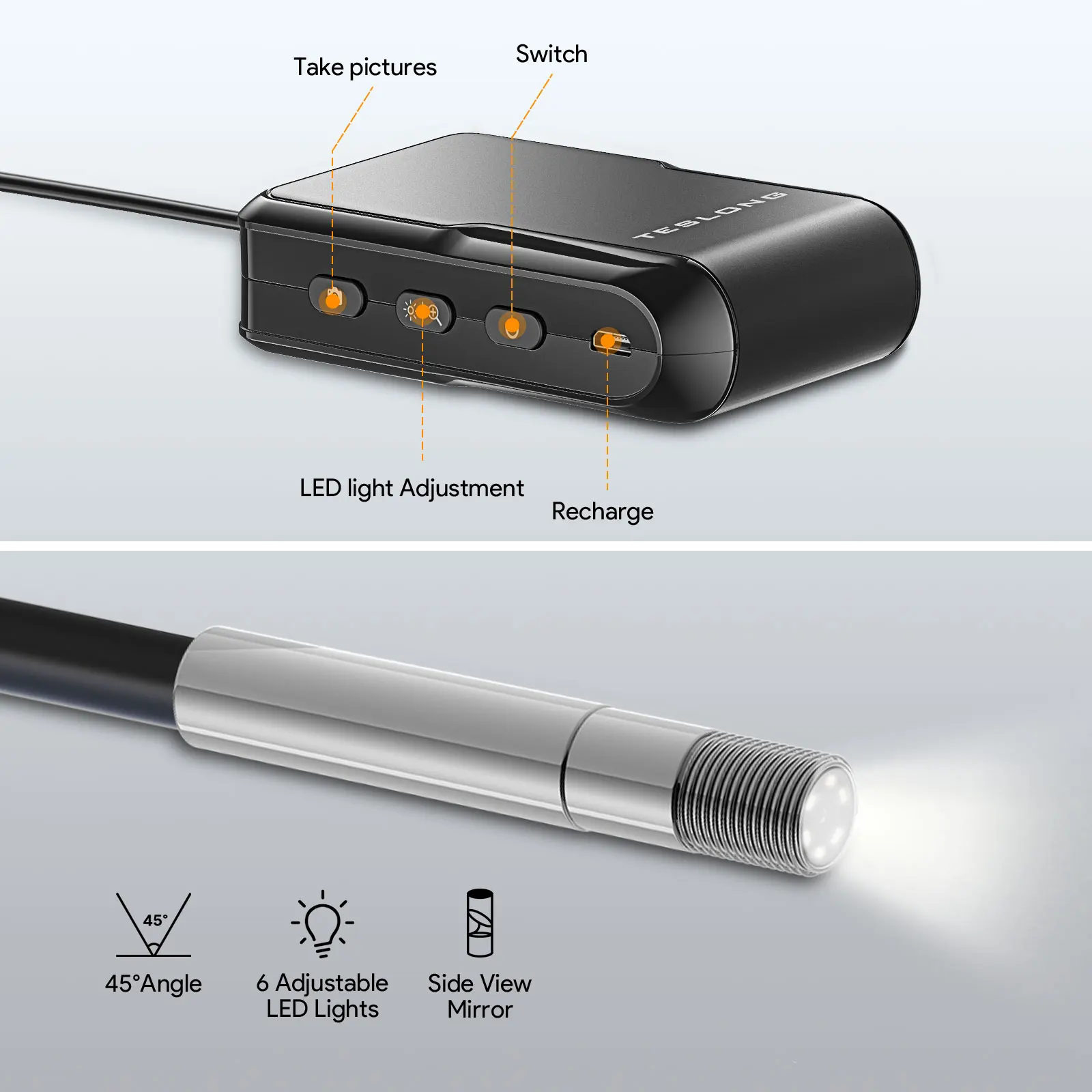 Teslong Bore Scope for iPhone & iPad, 1.2M Long Cable WiFi Borescope Videoscope Inspection Camera,Fit 0.2in Caliber & Larger