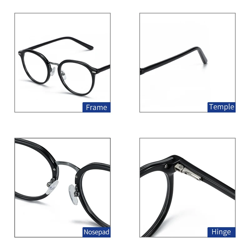 ZENOTTIC Vintage Retro Acetate Tortoiseshell Round Mens Eye Glass Frames for Women Optical Prescription Eyeglasses