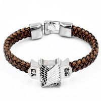 New Arrival Anime Attack on Titan Figure Toys  Action Figure Leather Rope Woven Bracelet Fans Cosplay Collection Gift