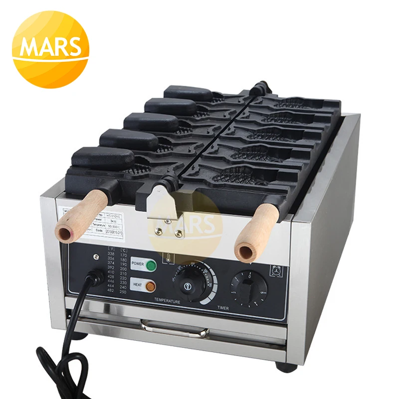 Gaufrier électrique Taiyaki en forme de poisson, 5 pièces, 220V 110V, four à gâteaux en fer avec CE