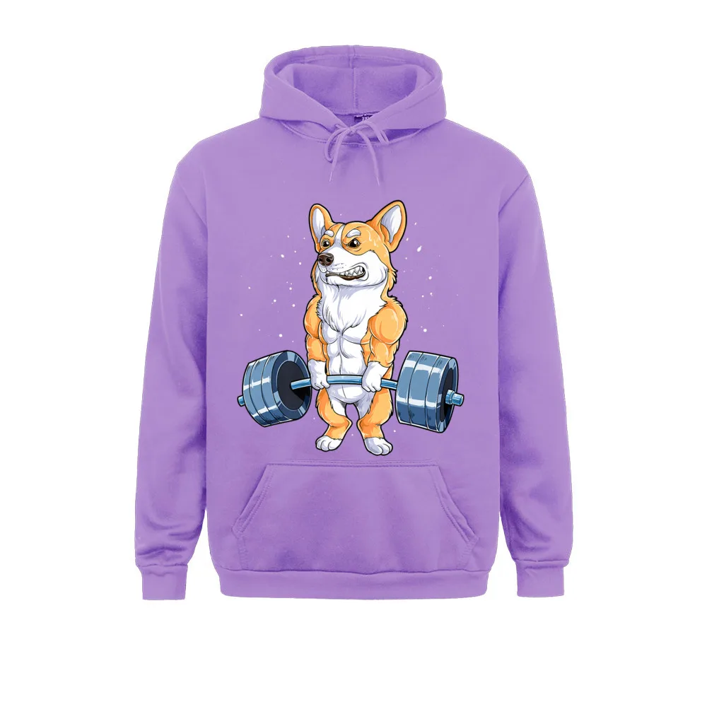 Corgi Weightlifting Funny Deadlift Men Fitness Gym Workout Premium Long Sleeve Hoodies Adult Sweatshirts Printed Hoods Rife