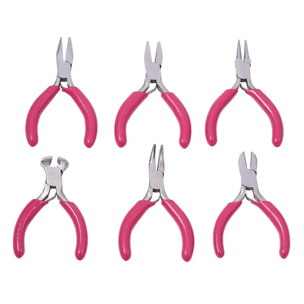 1Set Mini Jewelry Pliers Carbon Steel Plier Tool Kit with Storage Bag Wire Cutter Round/Flat/Bent Nose Pliers For Jewelry Making