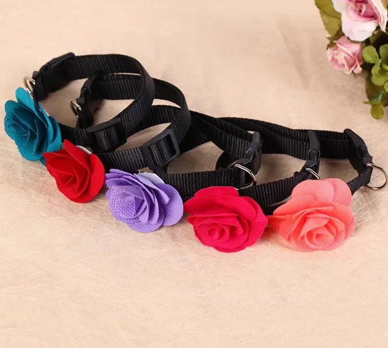 120 Pcs/lot Pet Dog Rose Flower Cat Collar Pet Necklace Dog Grooming Pet Accessories Wholesale