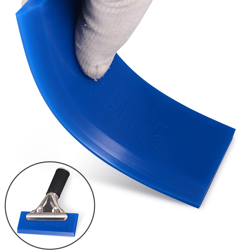 FOSHIO BLUEMAX Rubber Strip Blade Handle Squeegee Car Ice Scraper Cleaning Tool Snow Shovel Glass Water Wiper Window Tint Wrap