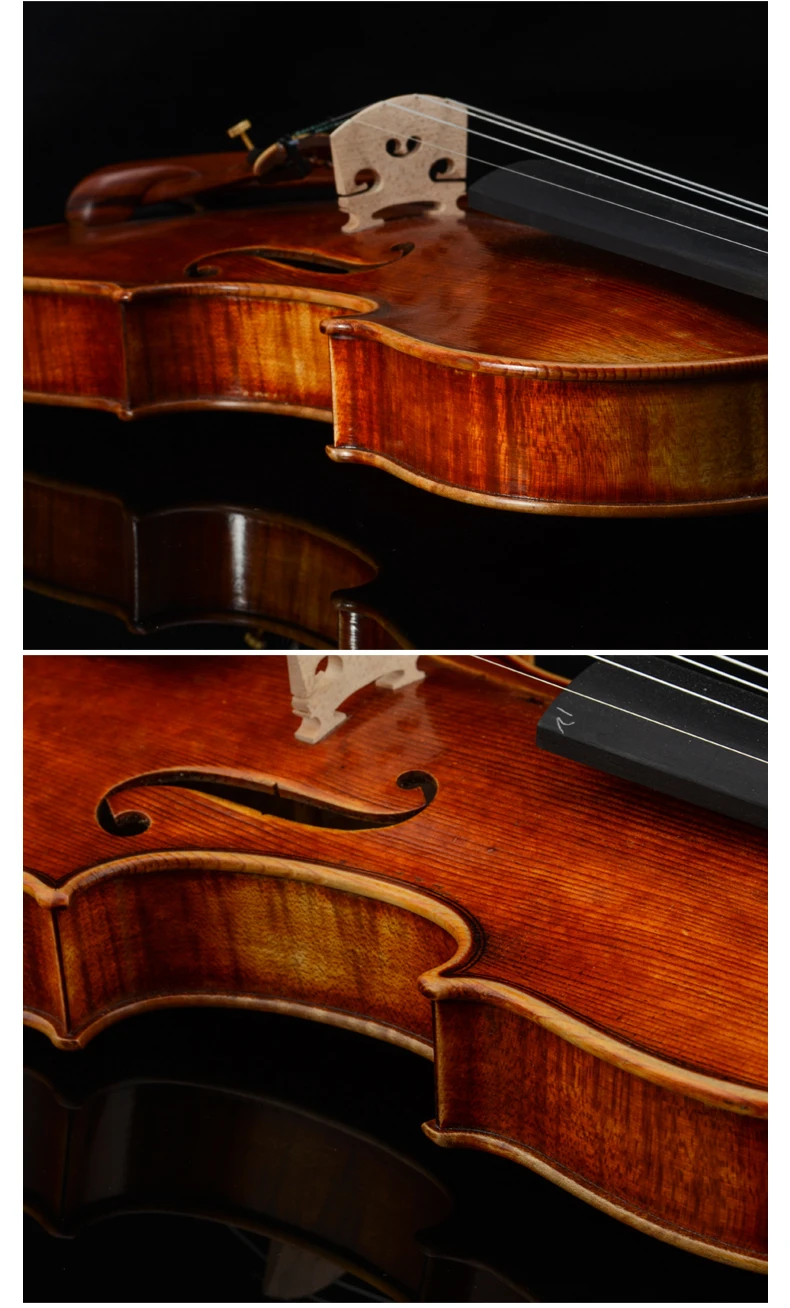 High quality handmade violin maple 4/4 3/4 solid wood single board natural grain road red light violin string instrument