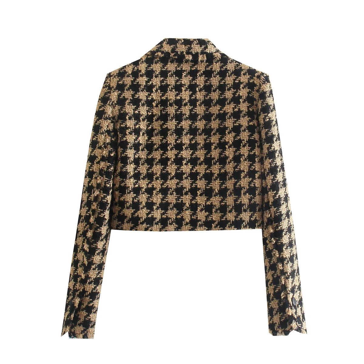 KEYANKETIAN Plaid Blazer Ladies Cropped Tweed Jacket Ladies Fall Texture Ladies Blazer Set Long Sleeve Button Down Jacket