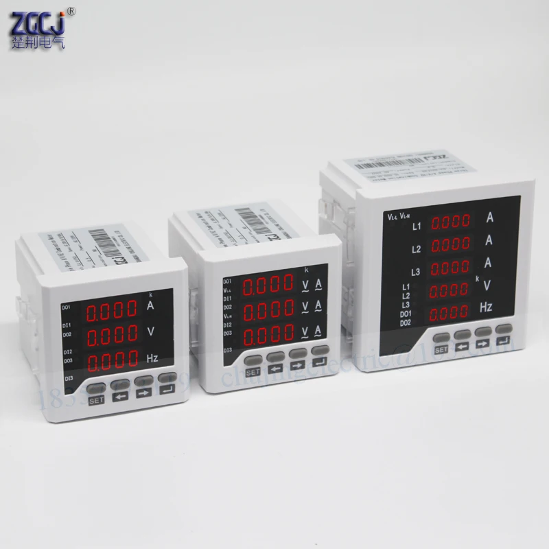 1 phase 3 phase multifunction digital panel meter A V Hz combination meter 450V 5A 45-65Hz