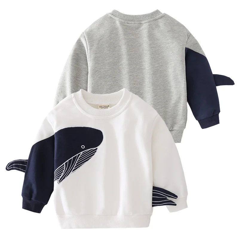 Whales Boys Sweatshirts Cotton Autumn Toddler T-shirt Long Sleeve Children Shirt Tops Kids Clothes