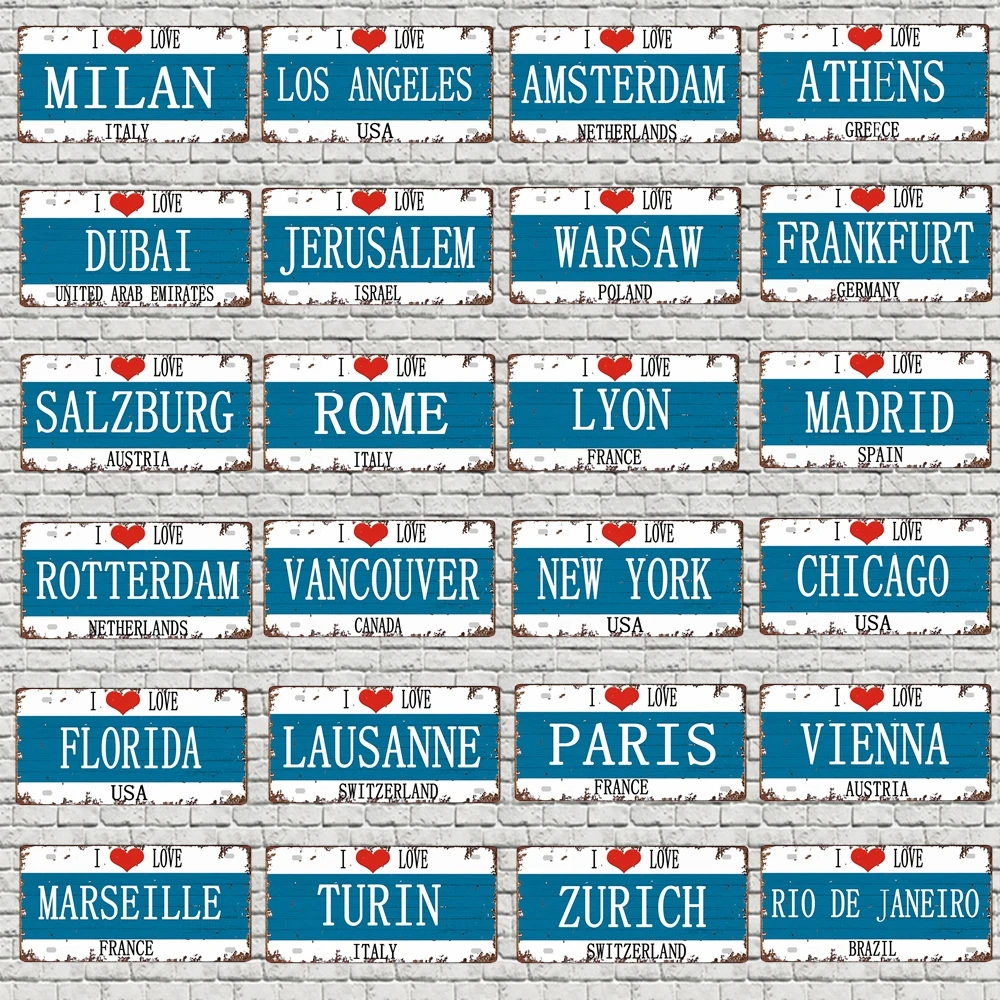 

Los Angeles Paris Metal Sign Tin Plate Travel Souvenir Vintage Wall Shop Club Restaurant Decor 6x12 Inch Customizable DC-0561A