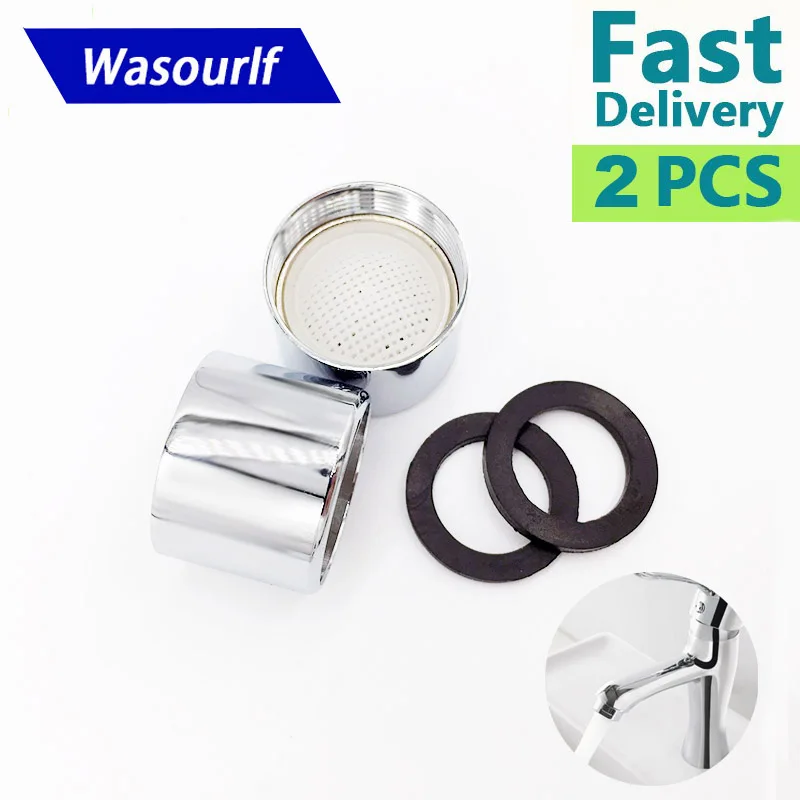 WASOURLF-grifo aireador de rosca hembra M22 de 22mm, Burbuja de acero inoxidable 304, núcleo de carcasa de latón, accesorios de cocina y baño, 2 uds.