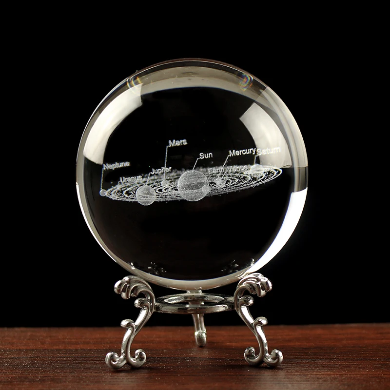 60MM80MM 3D Crystal Solar System Ball Planets Glass Ball Laser Engraved Globe Miniature Model Home Decor Astronomy Gift - Image 4